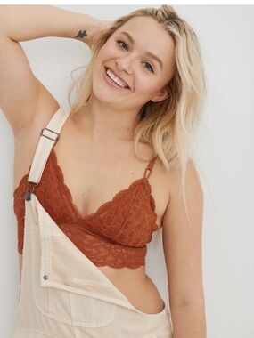 NWT Aerie Lace Padded Longline Bralette in Jupiter Brown Size XXL